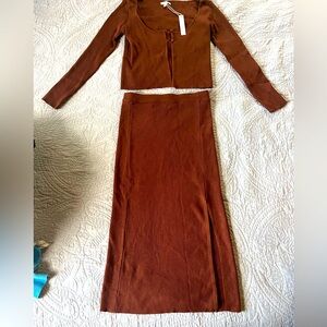 Crescent Brown Maxi Pencil Skirt for Casual Work